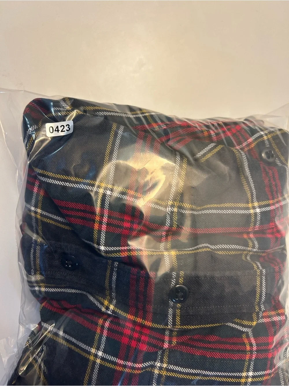 J. Crew Black Plaid Button-Down Shirt with Red & Yellow Stripes